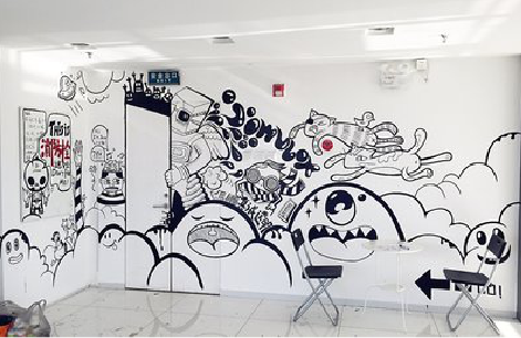 东阳手绘墙并非传统涂鸦。